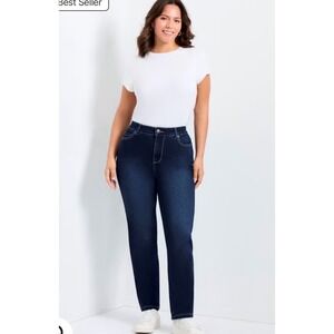 Avenue Denim Skinny Jeans Dark Wash High Rise Tall Plus Size 16T‎ Indigo Stretch